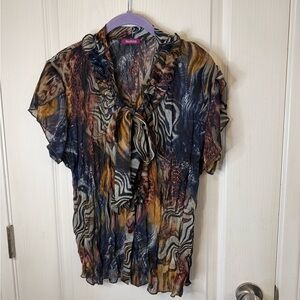 Vintage Women's Multicolor Ruffled Blouse